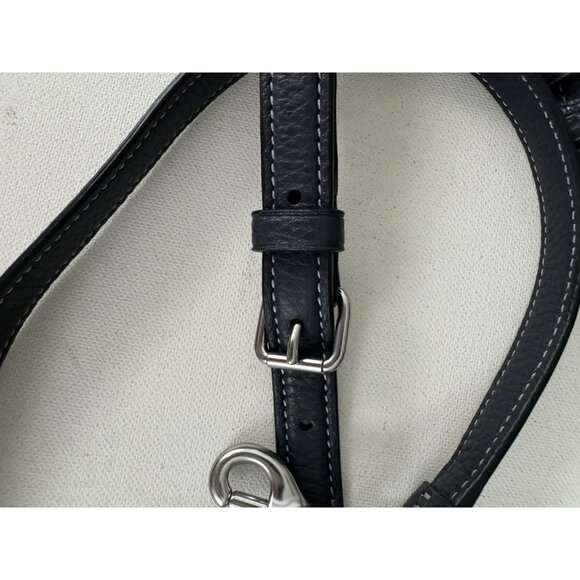 COACH Navy Blue Pebble Leather Buckle Adjustable Shoulder Strap Silver Hardware - Picture 2 of 5